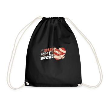 Open Heart Surgery Heart Surgery Survivor Gift - Turnbeutel - Schwarz - Vorne