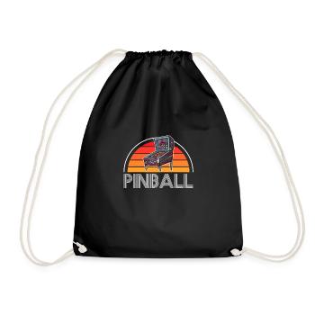 Vintage Retro Pinball Pinball Machine - Drawstring Bag - black - Front