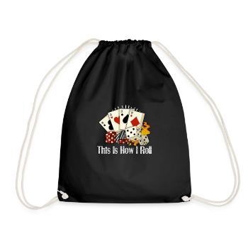 Poker Casino Poker Player Gambling Roulette Gift - Drawstring Bag - black - Front