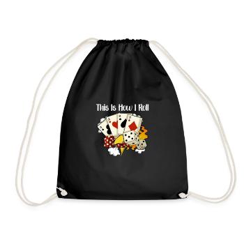 Poker Casino Poker Player Gambling Roulette Gift - Drawstring Bag - black - Front