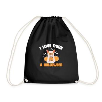 I Love Dogs & Halloween Shirt Geschenk - Turnbeutel - Schwarz - Vorne