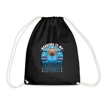 Book Reader Reading Literature Bookworm Gift Idea - Drawstring Bag - black - Front