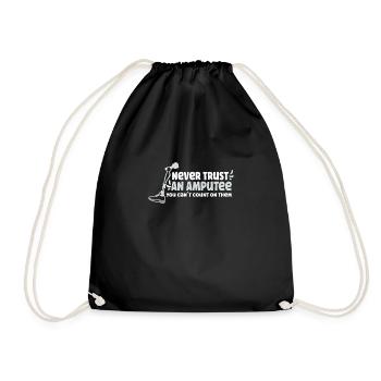 Handicapped Wheelchair Cyborg Leg Arm Amputee - Drawstring Bag - black - Front