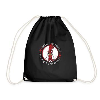 Chicken Farmer Gift Funny Chickens Country Farm - Drawstring Bag - black - Front
