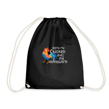 Chicken Farmer Gift Funny Chickens Country Farm - Drawstring Bag - black - Front