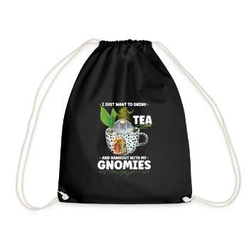Garden Gnomes Gnome Lover Funny Gnome Gardening - Drawstring Bag - black - Front
