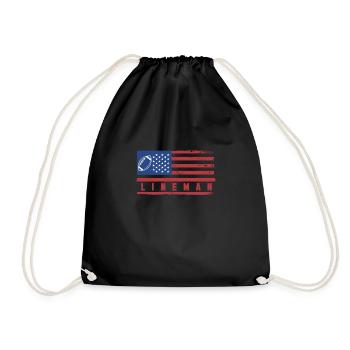 USA Flag America Flag Lineman Football - Drawstring Bag - black - Front