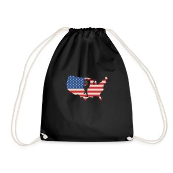 USA Flag America Flag Quarterback Shirt - Drawstring Bag - black - Front