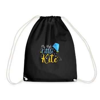 Kite Flying Kite Fan For Fite Flying Lovers - Drawstring Bag - black - Front