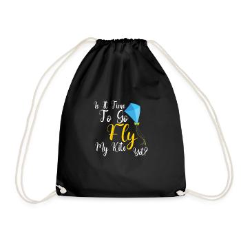 Kite Flying Kite Fan For Fite Flying Lovers - Drawstring Bag - black - Front