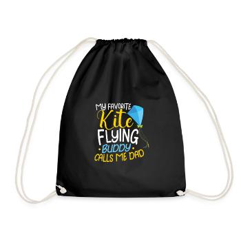 Kite Flying Kite Fan For Fite Flying Lovers - Drawstring Bag - black - Front