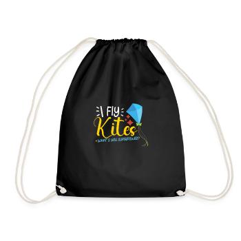 Kite Flying Kite Fan For Fite Flying Lovers - Drawstring Bag - black - Front