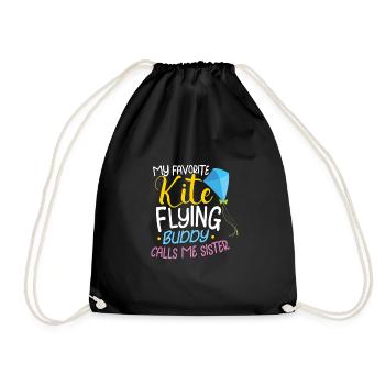 Kite Flying Kite Fan For Fite Flying Lovers - Drawstring Bag - black - Front