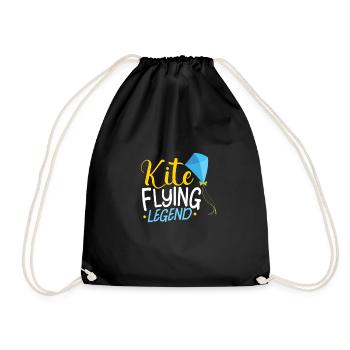 Kite Flying Kite Fan For Fite Flying Lovers - Drawstring Bag - black - Front