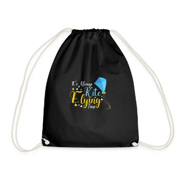Kite Flying Kite Fan For Fite Flying Lovers - Drawstring Bag - black - Front
