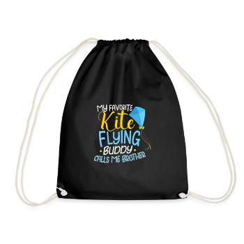 Kite Flying Kite Fan For Fite Flying Lovers - Drawstring Bag - black - Front