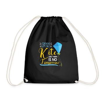 Kite Flying Kite Fan For Fite Flying Lovers - Drawstring Bag - black - Front