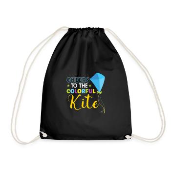 Kite Flying Kite Fan For Fite Flying Lovers - Drawstring Bag - black - Front