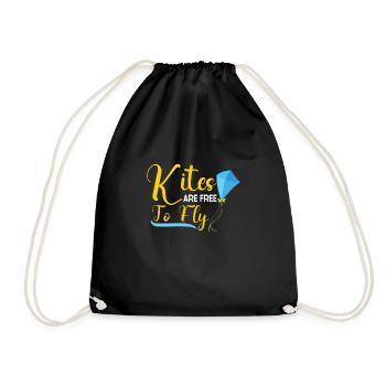 Kite Flying Kite Fan For Fite Flying Lovers - Drawstring Bag - black - Front