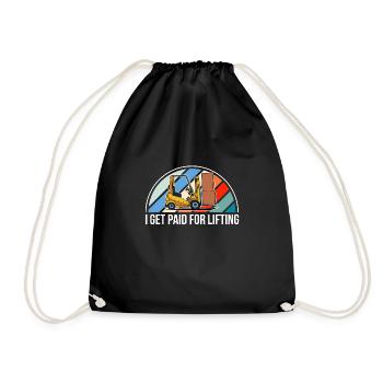 I Get Paid For Lifting Shirt Forklift - Drawstring Bag - black - Front