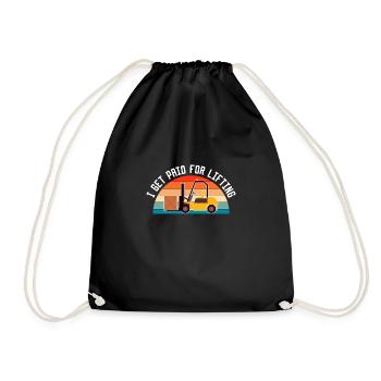I Get Paid For Lifting Shirt Forklift - Drawstring Bag - black - Front