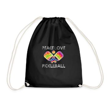Peace Love Pickleball Shirt Geschenk - Turnbeutel - Schwarz - Vorne