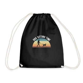Dog Sitting Time Shirt Geschenk Hunde Sitter - Turnbeutel - Schwarz - Vorne