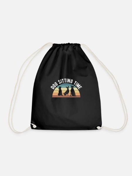 Dog Sitting Time Shirt Geschenk Hunde Sitter - Turnbeutel - Schwarz
