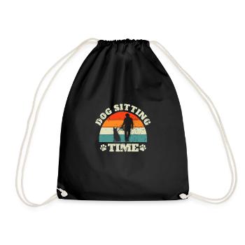 Dog Sitting Time Shirt Geschenk Hunde Sitter - Turnbeutel - Schwarz - Vorne
