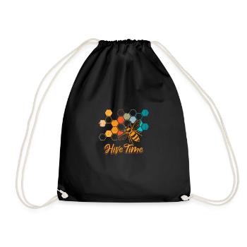 Hive Time Shirt Geschenk Imker Geschenk - Turnbeutel - Schwarz - Vorne