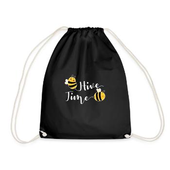 Hive Time Shirt Gift Beekeeper Gift - Drawstring Bag - black - Front
