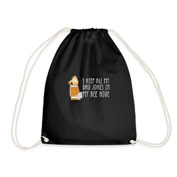 I Keep All My Dad Jokes In My Bee Hive - Drawstring Bag - black - Front