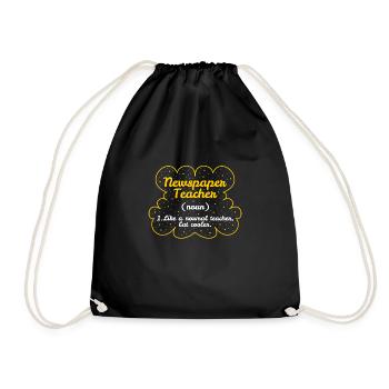 Newspaper Teacher Definition Gift - Drawstring Bag - black - Front