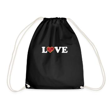 Love Pizza Shirt Geschenk - Turnbeutel - Schwarz - Vorne