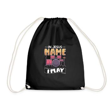 Drum Player Jesus Drum set Pick Jesus Drums Player - Drawstring Bag - black - Front