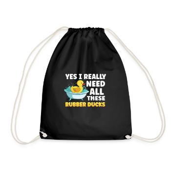 Rubber Duck Ducks Bird Hunt Duck lover Gift Idea - Drawstring Bag - black - Front