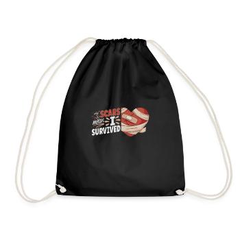 Open Heart Surgery Heart Surgery Survivor Gift - Turnbeutel - Schwarz - Vorne