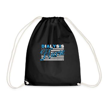 USA Flag America Flag Dialysis Nurse Shirt - Drawstring Bag - black - Front