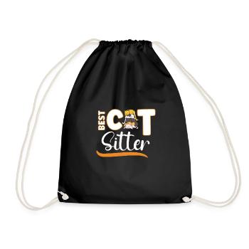 Cat Sitting Cat Puppie Cat Walkers Cat Sitter - Drawstring Bag - black - Front