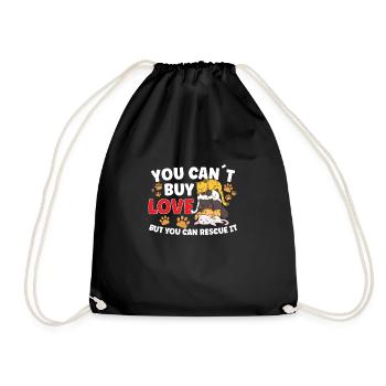 Cat RESCUE ANIMAL RIGHTS RESCUE Cat ADOPTION - Drawstring Bag - black - Front