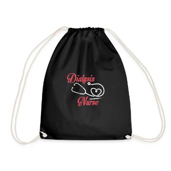 Dialysis Nurse Shirt - Drawstring Bag - black - Front