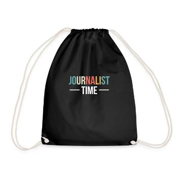 Journalist Time Shirt Gift - Drawstring Bag - black - Front