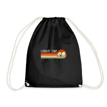 Library Time Vintage Retro Shirt Geschenk - Turnbeutel - Schwarz - Vorne