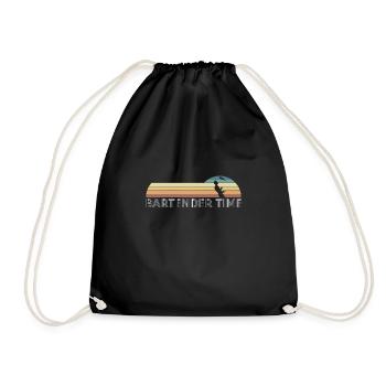 Vintage Retro Bartender Time Barkeeper - Drawstring Bag - black - Front