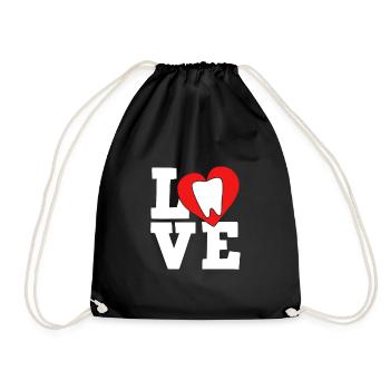 Love Zahnarzt Shirt Geschenk - Turnbeutel - Schwarz - Vorne