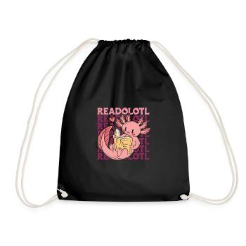 Redolotl Shirt Geschenk Bibliothek Bücher - Turnbeutel - Schwarz - Vorne