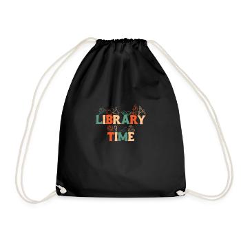 Library Time Shirt Geschenk Bibliothek - Turnbeutel - Schwarz - Vorne