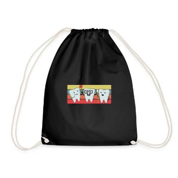 Vintage Retro Dental Dentist - Drawstring Bag - black - Front