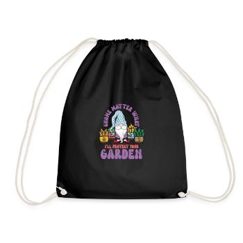 Garden Gnomes Gnome Lover Funny Gnome Gardening - Drawstring Bag - black - Front