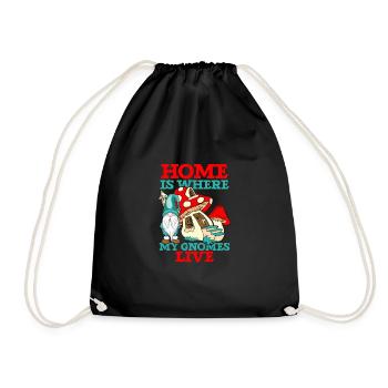 Garden Gnomes Gnome Lover Funny Gnome Gardening - Drawstring Bag - black - Front